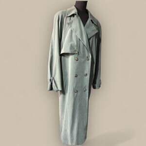 Vtg Large 14 Jacket Duster Trench Light Rain Coat Sage Green Women’s NWT Minimal